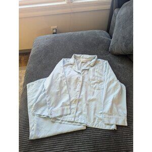 Miss Elaine Petite Large Icey Blue Satin Pajama Set Diamond Pattern